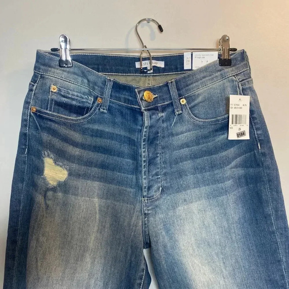 STS Blue Christy Crop Tapered Jeans Distressed High Rise Medium Wash Size 29 - Picture 7 of 10